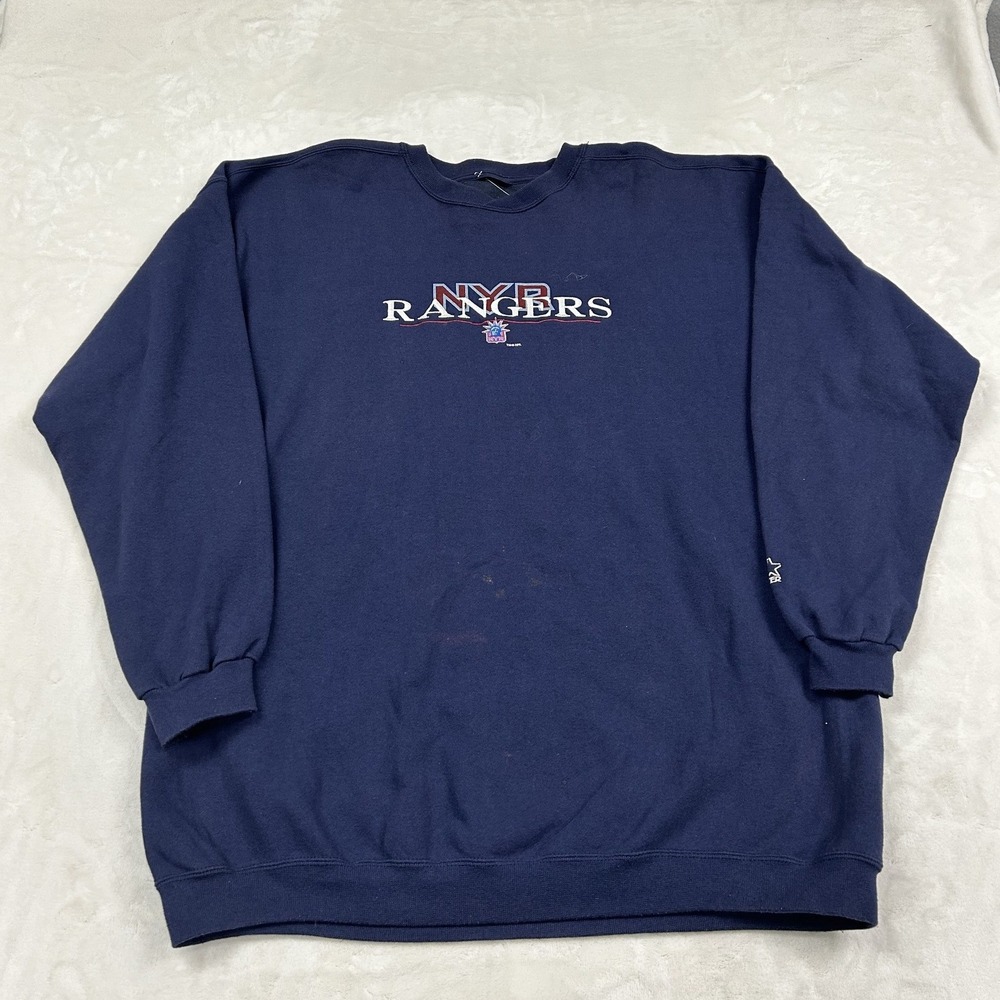 Starter Sweatshirt Mens XXL Navy New York Rangers Embroidered NHL Vintage Style
